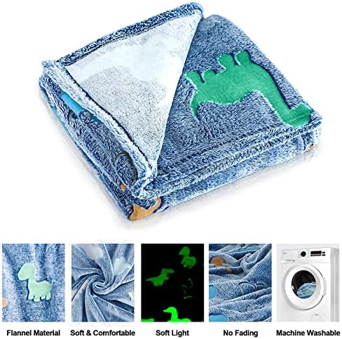 TEHALK Dinosaur Glow in The Dark Blanket for Kids, Toddler Blanket for Boys, Dinosaur Gifts for Boys/Kids, Soft Fleece Blanket Throw, Birthday Gifts 40"x60"
