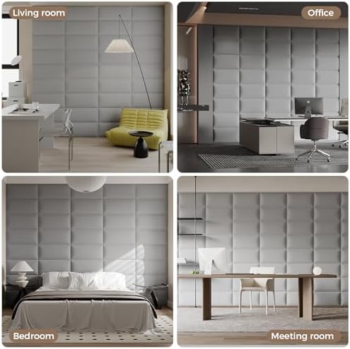 Modern Light Gray Linen-Upholstered Headboard 24x12 Inch 9-Panel Set - Soft Padding for Queen Beds, Easy-Clean Linen Fabric