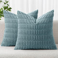 MIULEE Corduroy Decorative Throw Pillow Covers 16x16 Coastal Blue Pack of 2