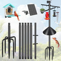 Gtongoko Squirrel Proof Smart Bird Feeder Pole for Outdoors 107 Inch 1 Inch Diameter Bluebird House Pole with 2 Platform and 8 Hooks for Bird Feeder with Camera Adjustable Heavy Duty Mounting Pole