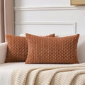 Kevin Textile Soft Corduroy 12"x20" Pillow Covers 2 Pack Burnt Orange