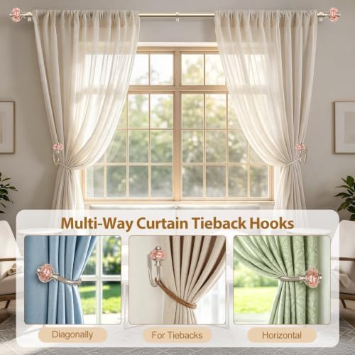 USFOOK Rose Gold Curtain Holdbacks, Decorative Drapery Tiebacks, 1 Pair