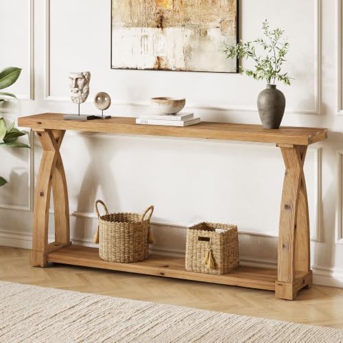 Wood Console Table for Entryway, 63" Entryway Table with Storage