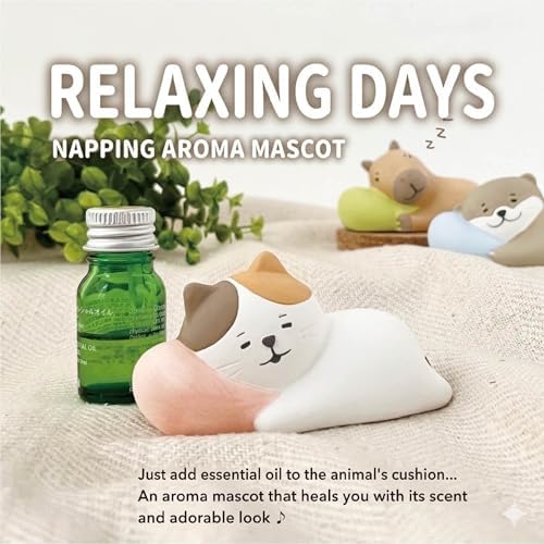 Passive Stone Diffuser, Cute Animal Series Aromatherapy Oil Diffuser for Tabletop Decor (1, Napping Shiba)