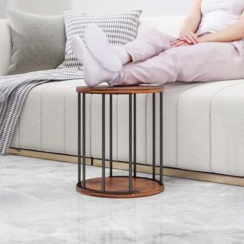 HDANI Small Round Wooden Step Stool for Kids Adults, 300lbs Load Capacity Garden Stool, Non-Slip Small Stool for Plant Stand, Kitchen, Bathroom and Bedroom,Brown