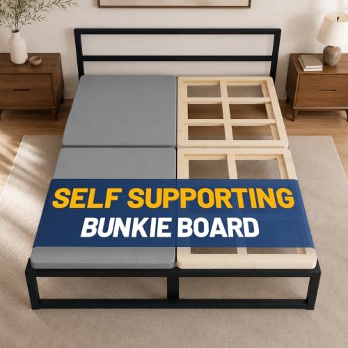 Greaton, Premium 38mm Split Wood Bunkie Board for King Size Bed - 4-Piece Under Mattress Support Board, Fully Assembled, Fabric Ventilation Cover - Replaces Wooden Slats or Box Spring for Bed Frames