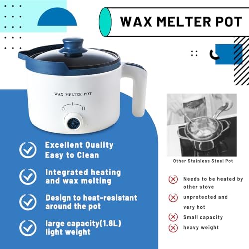 Ksedcon Wax Melting Pot Kit with Thermometer, Wicks and 3 Candle Dye Colors