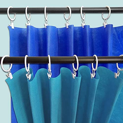 100 Pack Metal Curtain Rings with Clips, 1.5 in ID, White