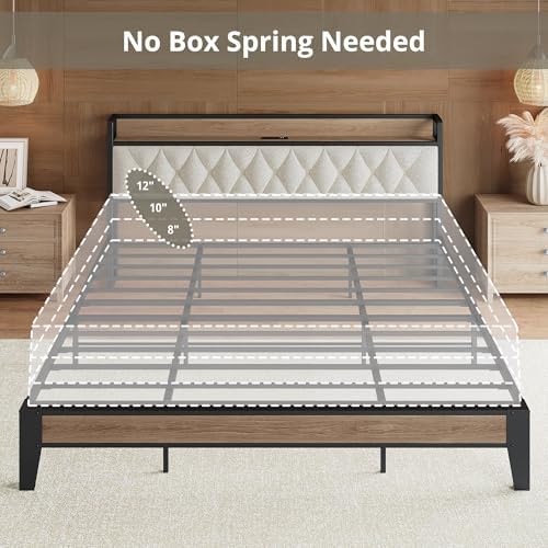 ANCTOR California King Bed Frame with Charging Storage Headboard