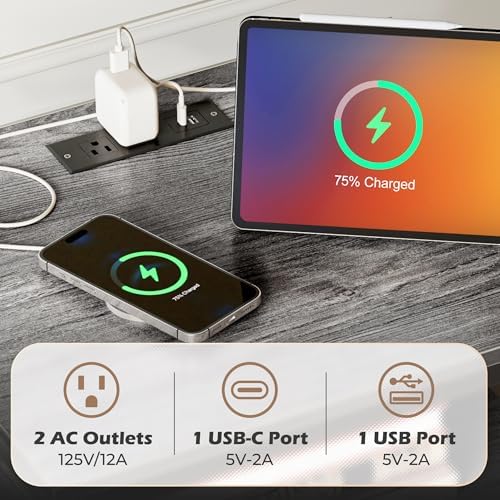 SUPERJARE Nightstand with Charging Station, USB-C Port, Bedside Table