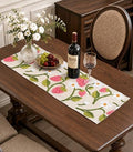 Canvas Embroidered Narrow 13"x 48" Table Runner, Pink Strawberry