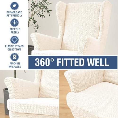 NILUOH Wingback Chair Covers 2-Piece, Armchair Slipcovers for Living Room
