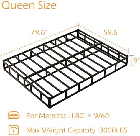9 Inch Box Spring for Queen Bed, Bed Base with Fabric Cover