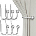 Hion Curtain Holdbacks Silver 6pcs, Curtain Tiebacks Wall Mounted Hooks