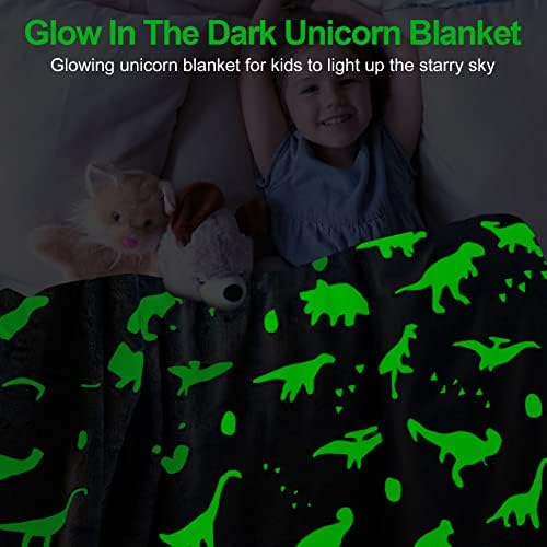 TEHALK Dinosaur Glow in Dark Blanket - Soft Fleece for Boys & Girls - Personalized Baby & Toddler Blanket - 50"x60"