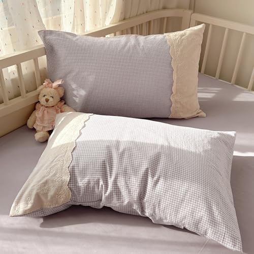 Lace Duvet Cover Set Queen(90"x90"),Lavender Gingham