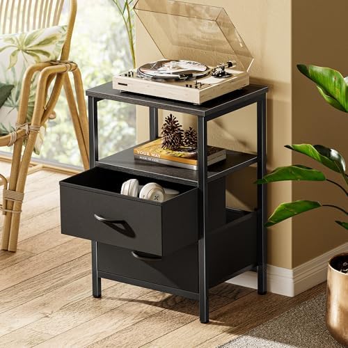 Huuger Night Stand Set of 2, Nightstand with 2 Drawers, Bedside Table