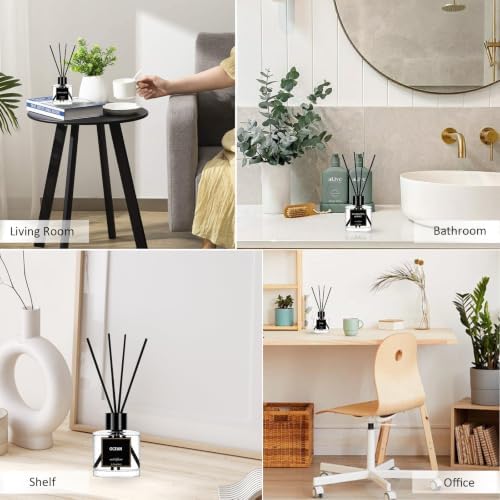 Reed Diffuser Set of 3 Pack,Fresh Linen,Vanilla,Citrus Scented Oil Diffuser with 12 Sticks, Fragrance Reed Diffuser for Home Living Room Bathroom Air Freshener 50mlx3