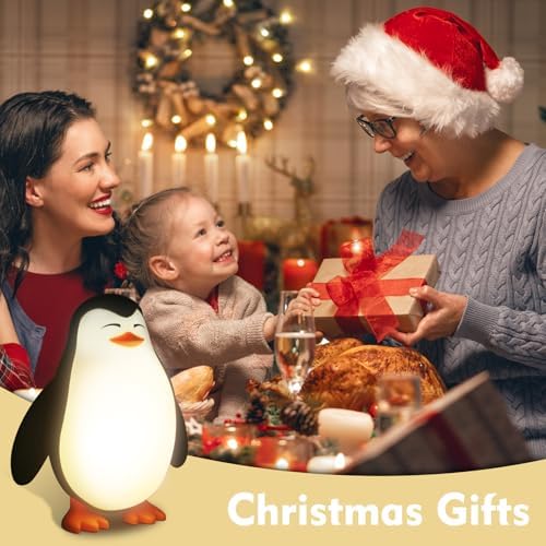 Tcamp Cute Penguin Night Light for Kids, 3 Level Dimmable Nursery Lamp