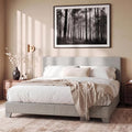 Allewie Full Size Upholstered Bed Frame Adjustable Headboard, Light Grey