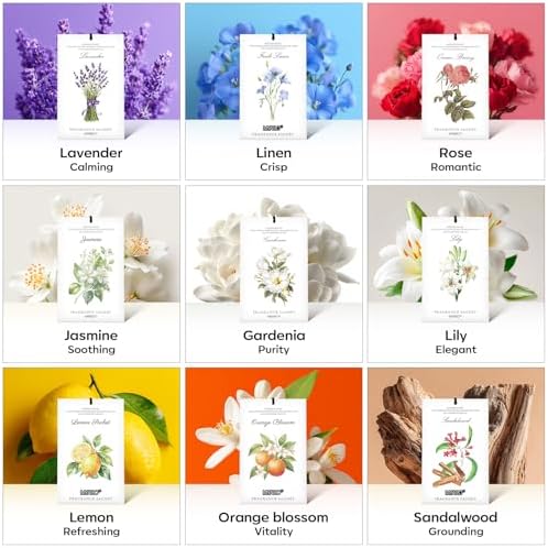 MYARO 12 Pack Gardenias Scented Sachets, Closet Deodorizer Car Freshener