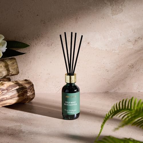 Airkeep Reed Diffuser Set, 3.38 fl oz (100 ml) - Wild Mint&Eucalyptus Oil Diffusers with 8 Reed Sticks, Home Fragrance Reed Diffuser for Bathroom Shelf Decor