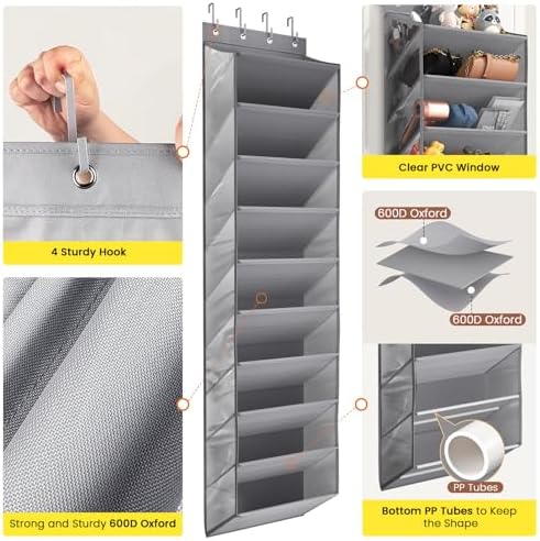 Mefirt XXL Clear Over the Door Shoe Organizer for Closet Fit 30 Pairs ﻿