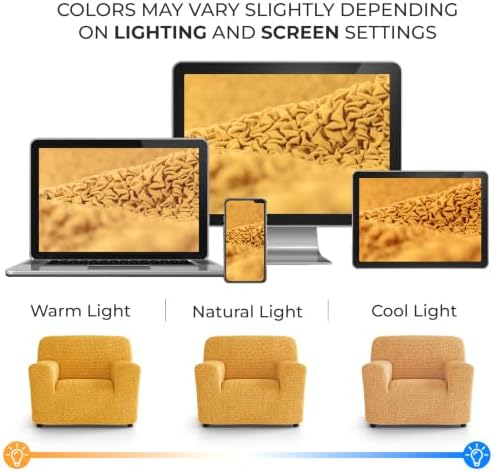 PAULATO Premium Stretch Couch Covers for Sofa - Sofa Chair Cover Washable, Dogs & Pets Friendly - Elastic Polyester Loveseat Slipcovers - Non-Slip Love Seat Couch Covers - Mango (21"-39" Wide)