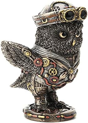 Veronese Design 4 3/8" Steampunk Dixie Cup Submariner Owl Cold Cast Bronzed Resin Sculpture Animal Figurine