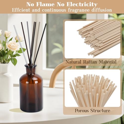 5 Mixed Colors Reed Diffuser Sticks 10inch/3mm - 130pcs Fiber Reed Fragrance Sticks Refill for Home and Bathroom - Rattan Essential Oil Sticks for Scented Diffuser (3mm X 25cm (130pcs))