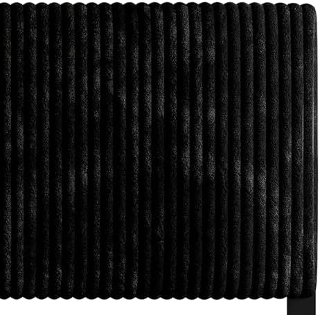 Queen Corduroy Velvet Upholstered Adjustable Headboard, Black