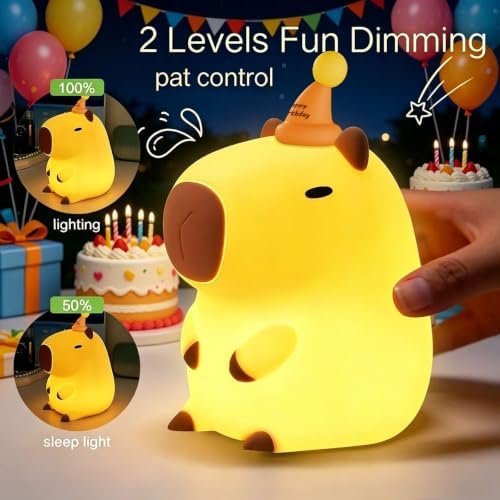 YR YRHH-PET Capybara Birthday Gifts Night Light, Squishy Cute Lamp, Fun Toy