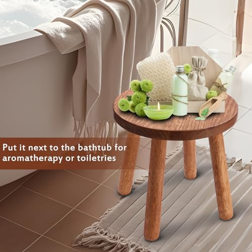 Solid Wooden Stool,Plant Stand,Step Stool,Light Walnut,10" H