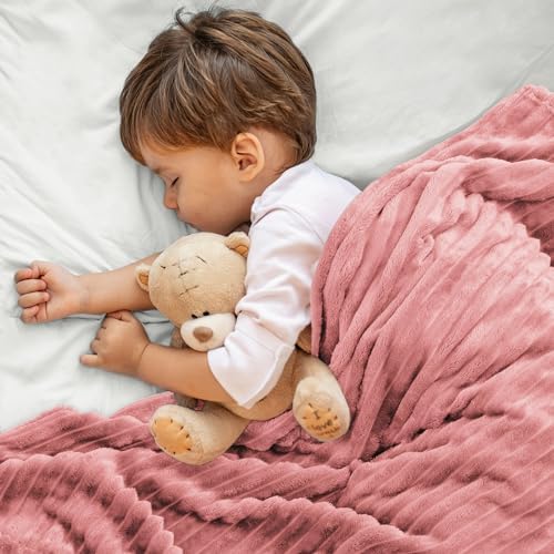 BEDELITE 3D Ribbed Pink Baby Blankets for Boys Girls 30"x 40"