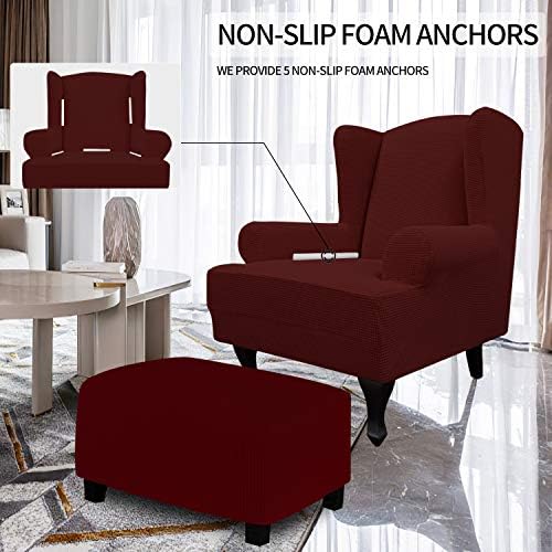 Easy-Going Stretch Large Wingback Chair Sofa Slipcover Wine