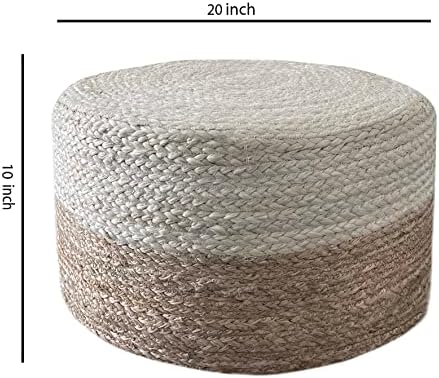 Pouf Ottoman 100% Jute Pouffe Natural Ivory (20"x20"x20")