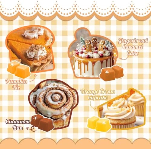Bakery Scented Wax Melts, 8 Pack Fall Soy Wax Cubes Autumn Strong Scent Tarts for Warmer - Pumpkin Pie, Vanilla Almond Biscuit, Toasted Coconut, Frosted Donut,Gingerbread Caramel,Cream Cupcake