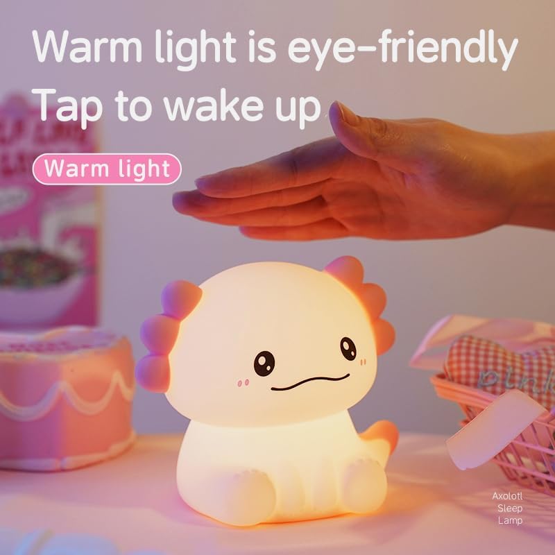Axolotl Lamp with 7 Colors ,Rechargeable Light Table Lamp Bedside Lamp