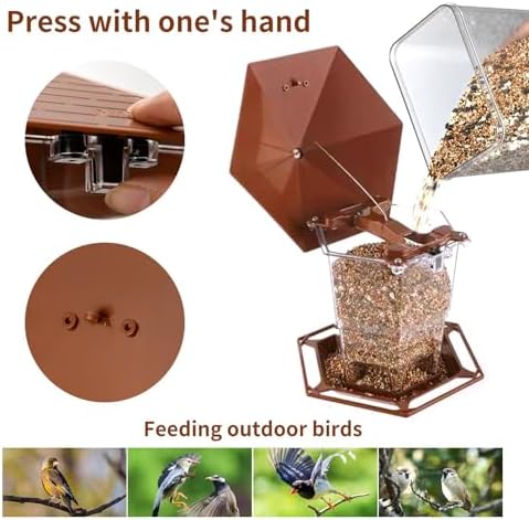 Jealoeur Hanging Bird Feeder for Outdoors - Wild Bird Seed, Brown