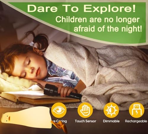 Cute Duck Night Light,Lying Duck Night Light for Kids,Silicone Squishy Lamp