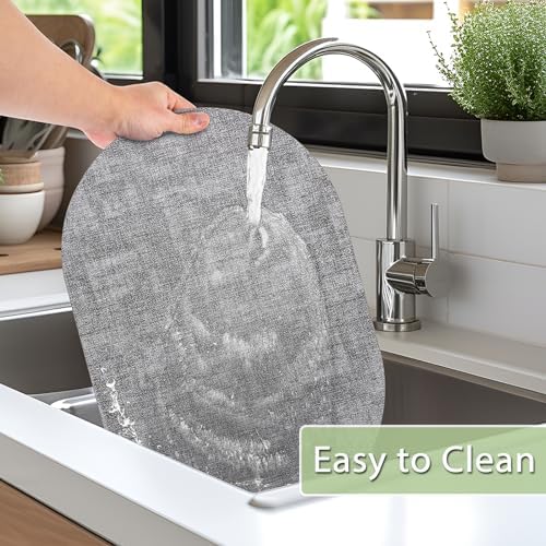 Faux Leather Oval Placemats Set of 12, Grey