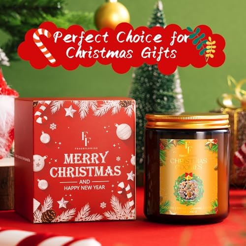 Christmas Candle, Christmas Cookies Scented Candles for Home, Holiday Candles Natural Soy Candle, Aromatherapy Candle 7 oz Jar Candles Christmas Gift for Women Men