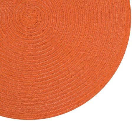 SHACOS Round Braided Fall Placemats Set of 6 Bright Orange Place Mats