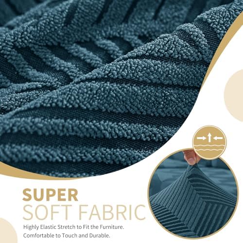 JIVINER Stretch Dining Chair Slipcovers Set of 2, Geometrical Jacquard Dining Chair Covers, Washable Kitchen Chair Covers for Dining Room, Hotel, Party, Peacock Blue