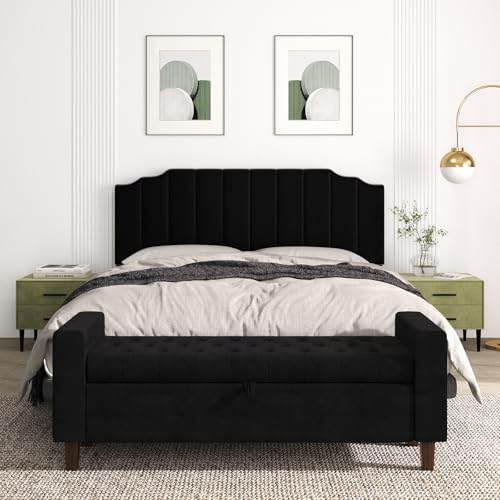 Befurtori King Size Headboard Only, Velvet Wall Mount Headboard, Black