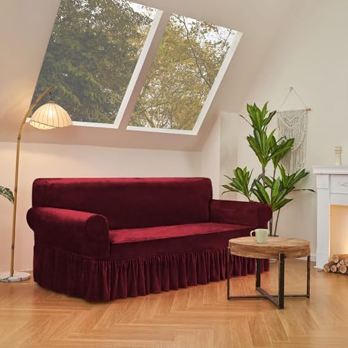 NICEEC Love Seat Couch Covers Loveseat Covers Universal Cover with Skirt