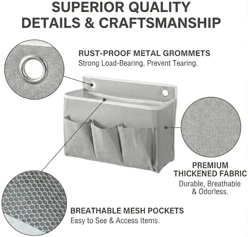 2-Pack Wall Hanging Storage Bag, Over the Door Organizer with Large Mesh Pockets, Hanging Wall Basket Storage for Pantry, Bedroom, Bathroom, Heavy Duty Wall Mounted Storage for Dorm,Closet (Grey)
