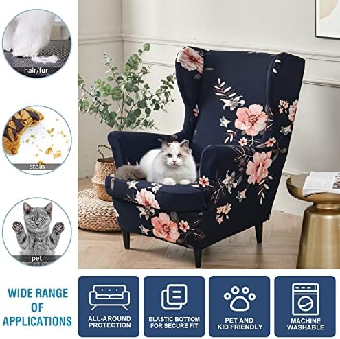 NILUOH Wingback Chair Covers 2-Piece, Armchair Slipcovers for Living Room