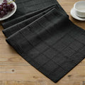 ZeeMart Linen Checked Farmhouse Table Runner, 13x72 Inches Black