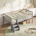Giantex Kids Low Loft Bed Twin Size with Stairs & Safety Guardrails, Grey